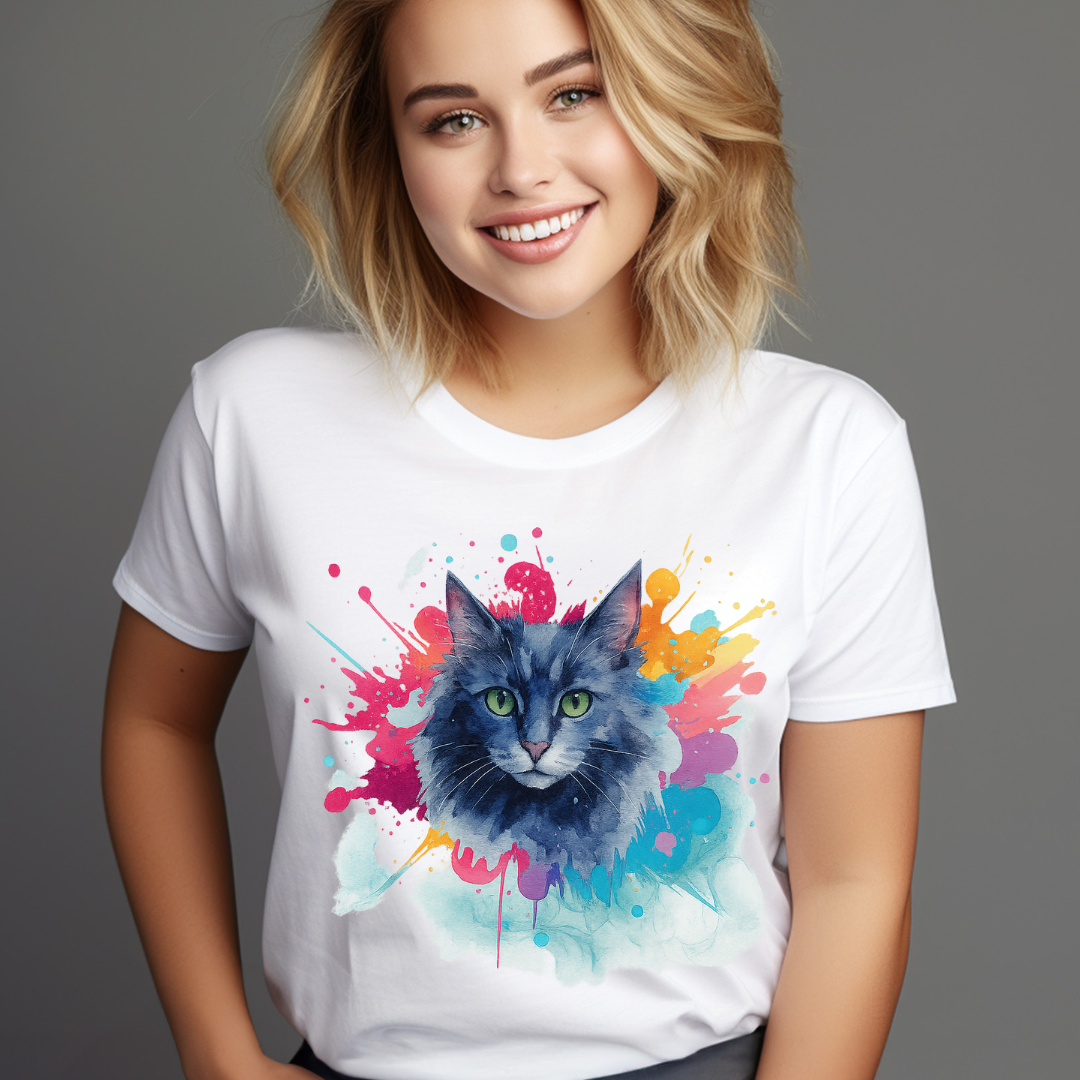 Colorful Cat Art T-shirt cat lovers